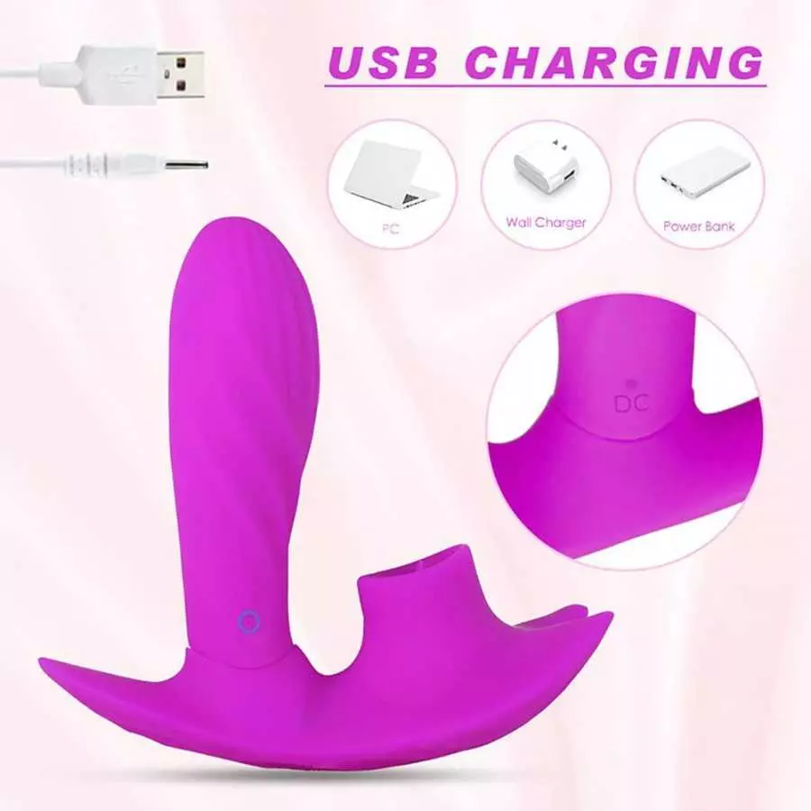 Wireless Remote-Control Heated-Instruction Manual Vibrator, Wearable Silicone Butterfly Dildo Vibrator with 10 Vibration Modes W