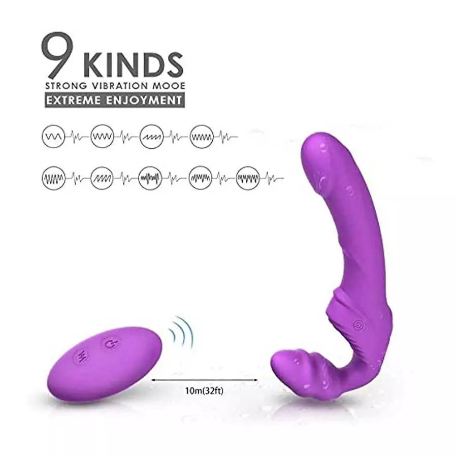 Vibrator Removable Dildo Strapless Strap on, Wearable Butterfly Vibrators Thrusting for G Spot Clit Stimulation with Triple Moto