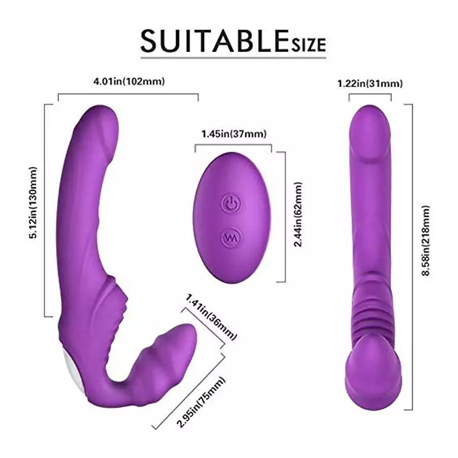 Vibrator Removable Dildo Strapless Strap on, Wearable Butterfly Vibrators Thrusting for G Spot Clit Stimulation with Triple Moto