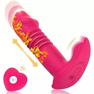 Thrusting Anal Vibrator with Heating Remote Controll, Wearable Dildo, Clitoral G-spot Vibrator, Prostate Massager, Vaginal Stimu