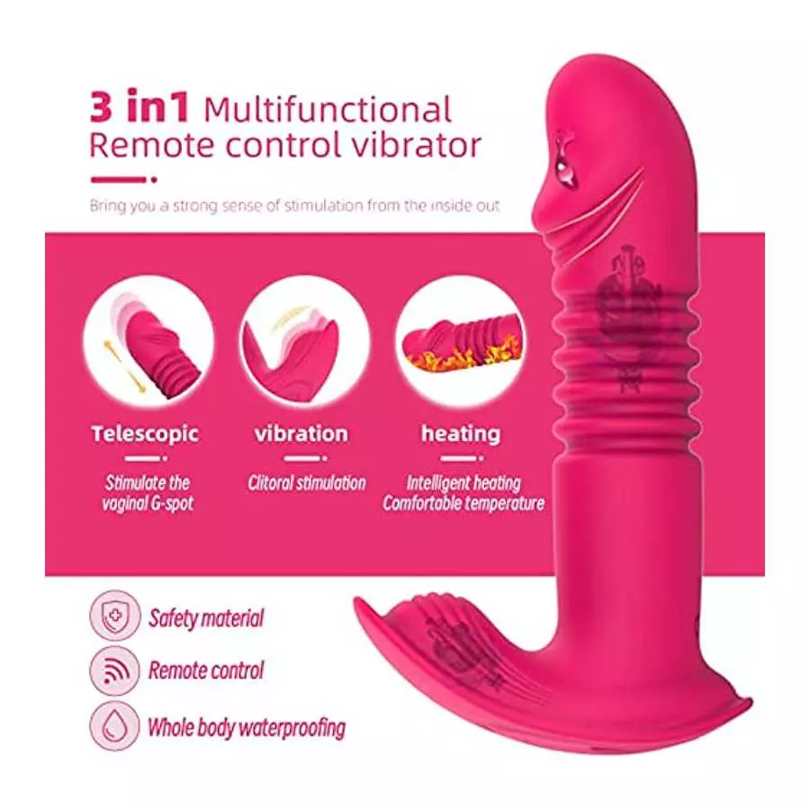 Thrusting Anal Vibrator with Heating Remote Controll, Wearable Dildo, Clitoral G-spot Vibrator, Prostate Massager, Vaginal Stimu