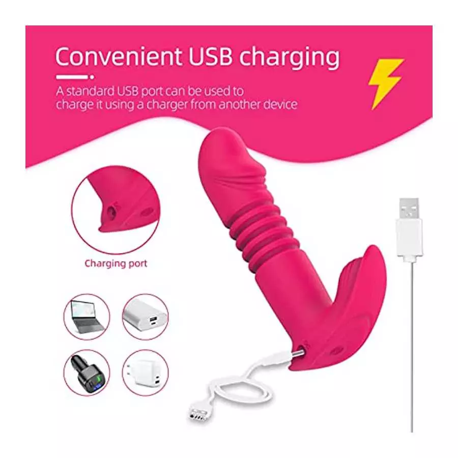 Thrusting Anal Vibrator with Heating Remote Controll, Wearable Dildo, Clitoral G-spot Vibrator, Prostate Massager, Vaginal Stimu