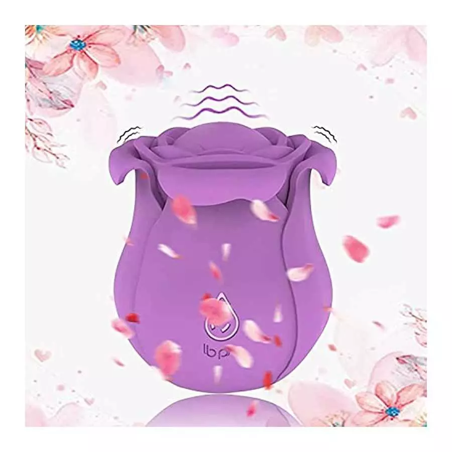 Pulsating Rose Sex Stimulator for Women,10 Modes Clitoralis Vibrator with 4 Vibrating Petals for Woman Self Pleasuring,Purple Wa