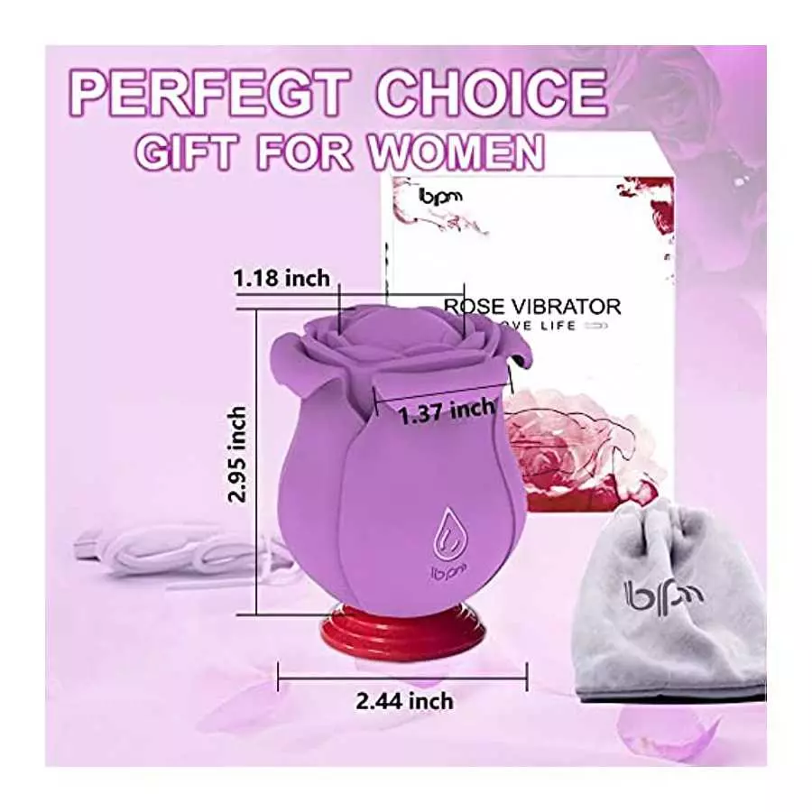 Pulsating Rose Sex Stimulator for Women,10 Modes Clitoralis Vibrator with 4 Vibrating Petals for Woman Self Pleasuring,Purple Wa