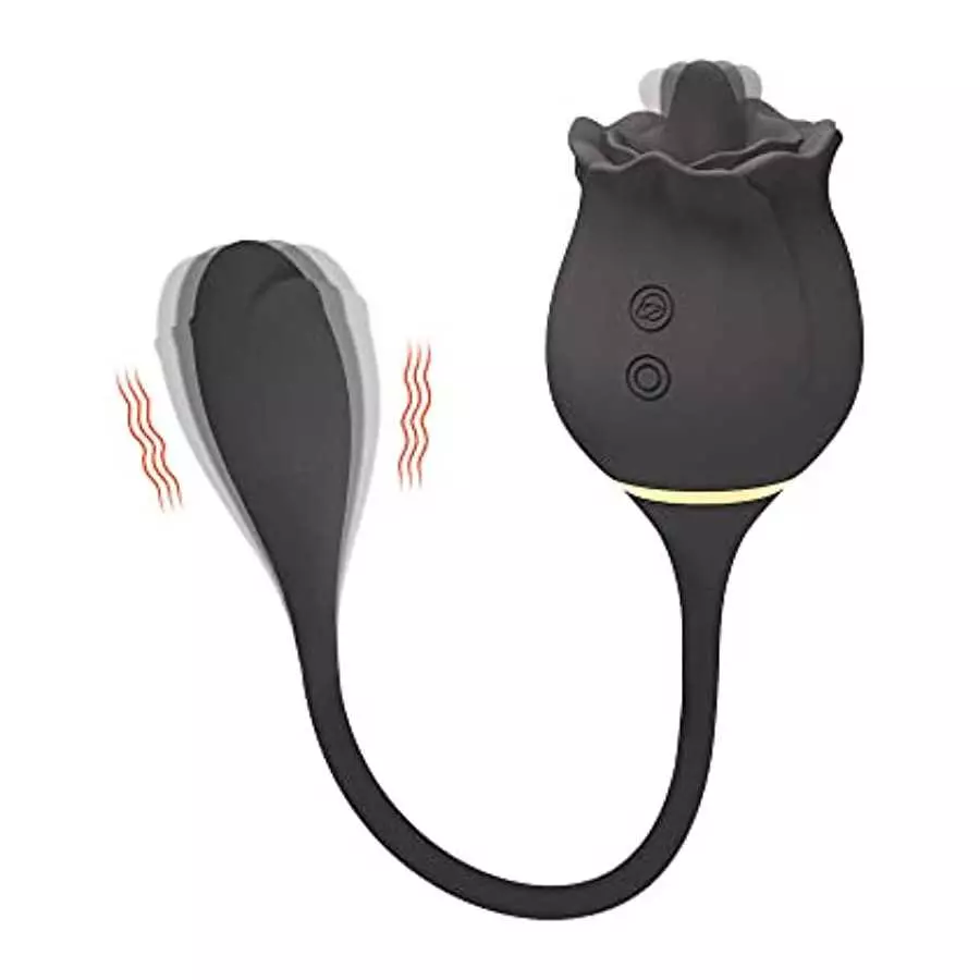 G Spot Rose Vibrator, Rose Toy Vibrator for Women, Tongue Licking Vibrator with Vibrating Egg, Dildo Stimulator Vaginal and Anal