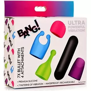 BANG! Bullet Vibrator Sex Toy for Women with 7 Vibrating Patterns and 4 Attachments. Adult Toys for Women and Couples Vibrator S BANG! Bullet Vibrator Sex Toy for Women with 7 Vibrating Patterns and 4 Attachments. Adult Toys for Women and Couples Vibrator S