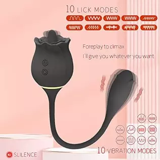 G Spot Rose Vibrator, Rose Toy Vibrator for Women, Tongue Licking Vibrator with Vibrating Egg, Dildo Stimulator Vaginal and Anal