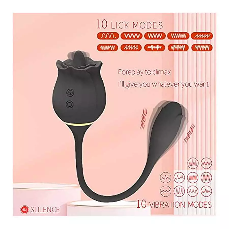 G Spot Rose Vibrator, Rose Toy Vibrator for Women, Tongue Licking Vibrator with Vibrating Egg, Dildo Stimulator Vaginal and Anal