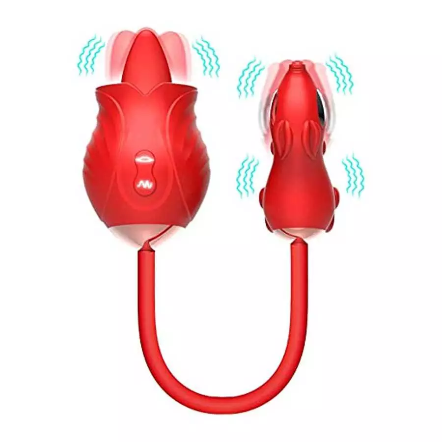 Rose Toys Vibrator for Woman, Clitoral Licking G Spot Vibrator, Dildo Clitoral Stimulator with 10 Thrusting & Licking Modes, Vag