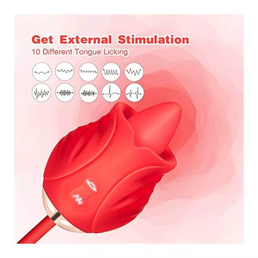 Rose Toys Vibrator for Woman, Clitoral Licking G Spot Vibrator, Dildo Clitoral Stimulator with 10 Thrusting & Licking Modes, Vag