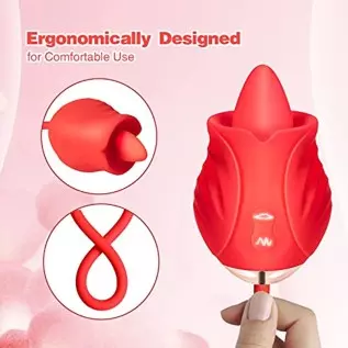 Rose Toys Vibrator for Woman, Clitoral Licking G Spot Vibrator, Dildo Clitoral Stimulator with 10 Thrusting & Licking Modes, Vag