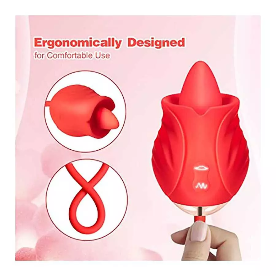 Rose Toys Vibrator for Woman, Clitoral Licking G Spot Vibrator, Dildo Clitoral Stimulator with 10 Thrusting & Licking Modes, Vag