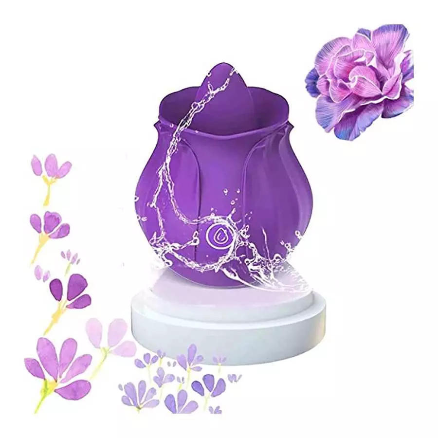Rose Vibrator Toy for Women - 3 in 1 Clitoral Stimulator Tongue Licking Thrusting Vibrator with 10 Modes, Rose Adult Sex Toys Ga