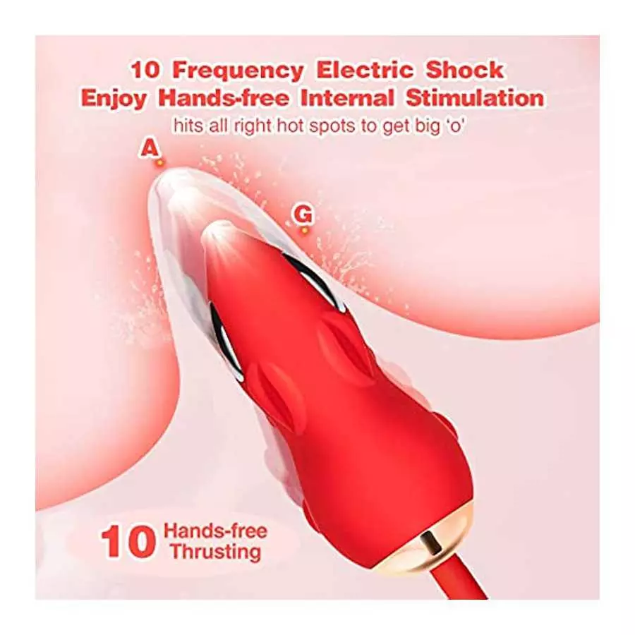 Rose Toys Vibrator for Woman, Clitoral Licking G Spot Vibrator, Dildo Clitoral Stimulator with 10 Thrusting & Licking Modes, Vag