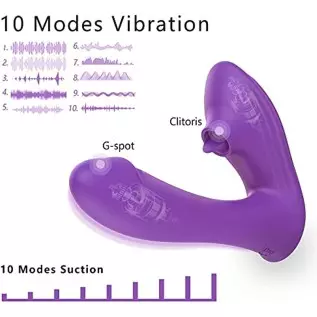 Portable 2 in 1 Sucking Licking and G Spot Vibrator Dildo Massager Toys for Women, Tongue Licking and 10 Vibration Modes, Clit S Portable 2 in 1 Sucking Licking and G Spot Vibrator Dildo Massager Toys for Women, Tongue Licking and 10 Vibration Modes, Clit S
