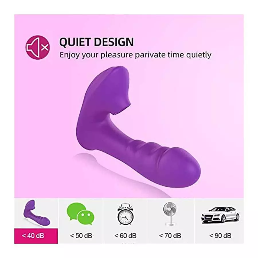 Portable 2 in 1 Sucking Licking and G Spot Vibrator Dildo Massager Toys for Women, Tongue Licking and 10 Vibration Modes, Clit S