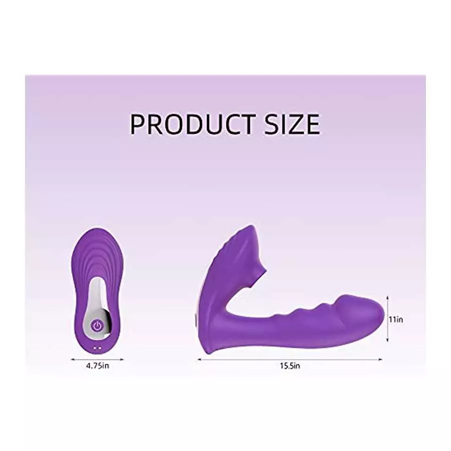Portable 2 in 1 Sucking Licking and G Spot Vibrator Dildo Massager Toys for Women, Tongue Licking and 10 Vibration Modes, Clit S