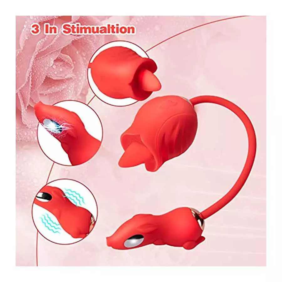 Rose Toys Vibrator for Woman, Clitoral Licking G Spot Vibrator, Dildo Clitoral Stimulator with 10 Thrusting & Licking Modes, Vag
