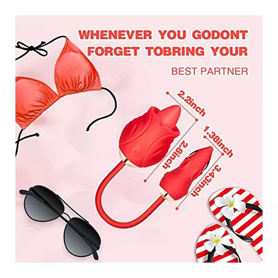 Rose Toys Vibrator for Woman, Clitoral Licking G Spot Vibrator, Dildo Clitoral Stimulator with 10 Thrusting & Licking Modes, Vag