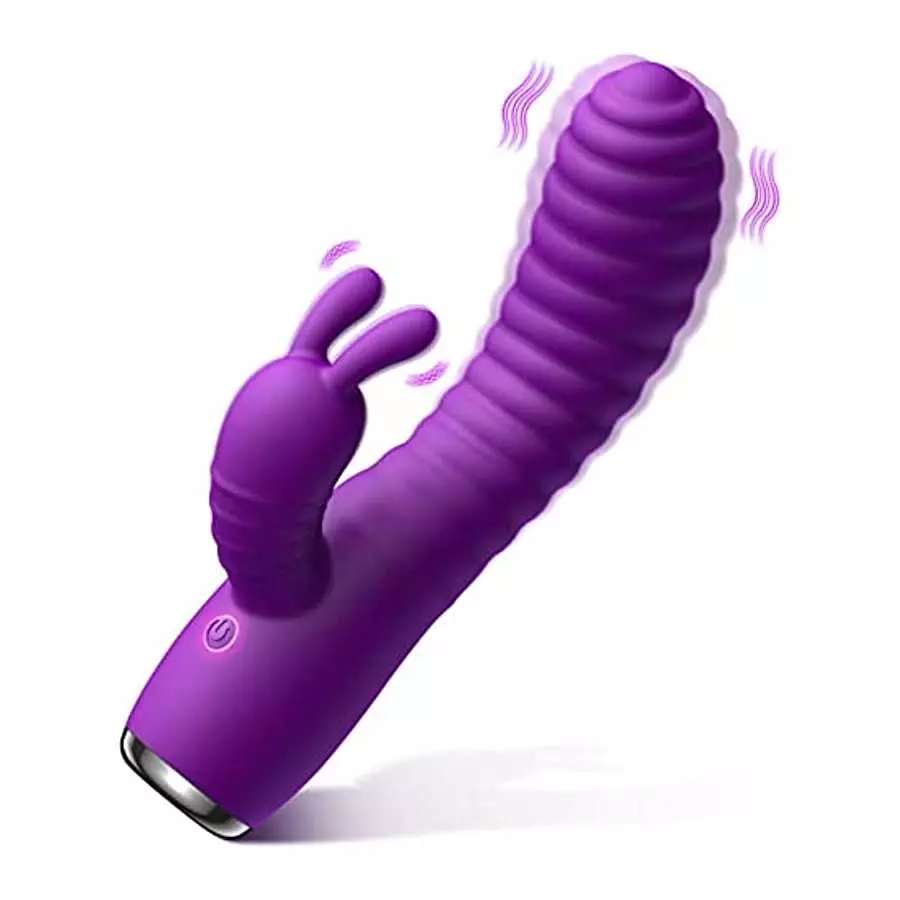 Rabbit Vibrator for G-spot Clitoral Stimulation, Powerful Dildo with 10 Vibration & Heating Function, Waterproof Adult Sex Toy f Rabbit Vibrator for G-spot Clitoral Stimulation, Powerful Dildo with 10 Vibration & Heating Function, Waterproof Adult Sex Toy f