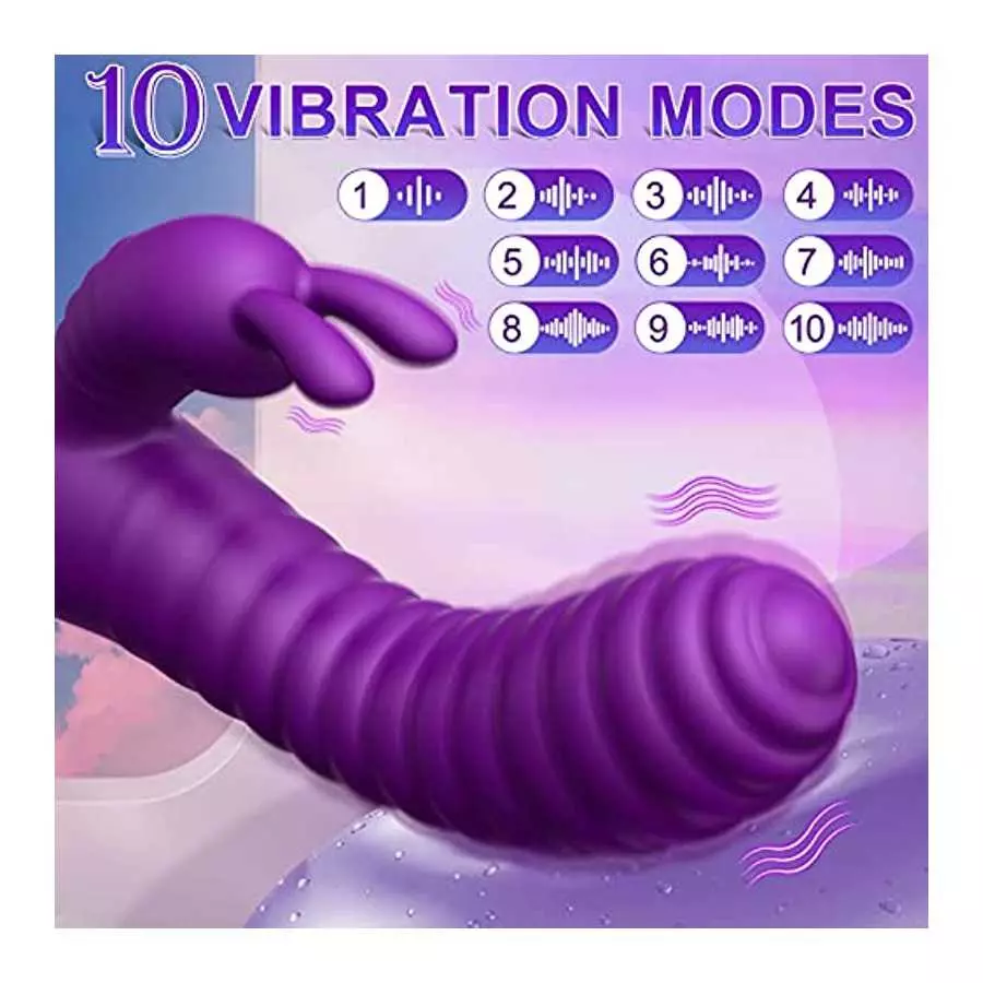 Rabbit Vibrator for G-spot Clitoral Stimulation, Powerful Dildo with 10 Vibration & Heating Function, Waterproof Adult Sex Toy f