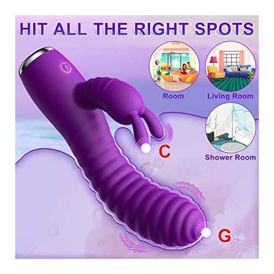 Rabbit Vibrator for G-spot Clitoral Stimulation, Powerful Dildo with 10 Vibration & Heating Function, Waterproof Adult Sex Toy f