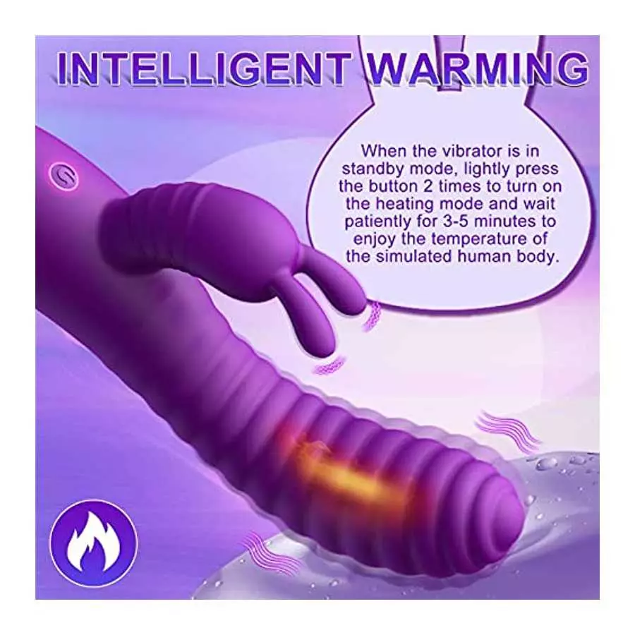 Rabbit Vibrator for G-spot Clitoral Stimulation, Powerful Dildo with 10 Vibration & Heating Function, Waterproof Adult Sex Toy f