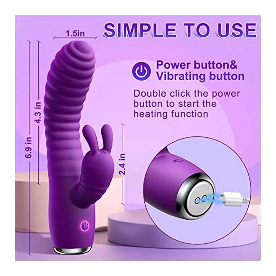 Rabbit Vibrator for G-spot Clitoral Stimulation, Powerful Dildo with 10 Vibration & Heating Function, Waterproof Adult Sex Toy f