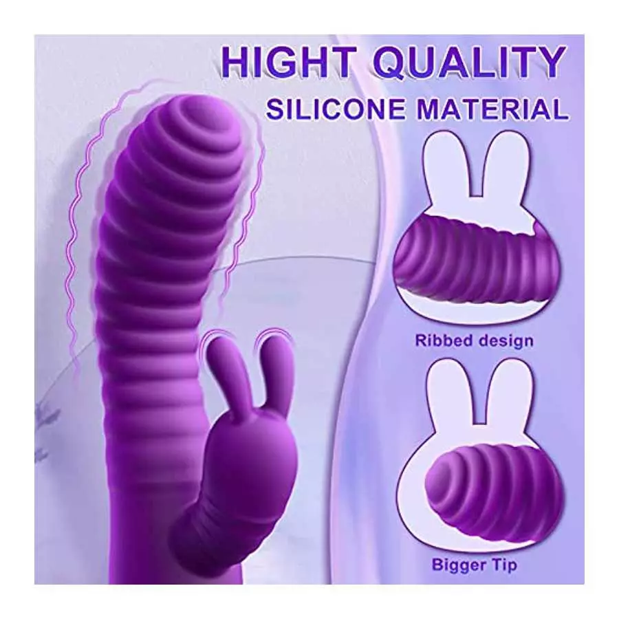 Rabbit Vibrator for G-spot Clitoral Stimulation, Powerful Dildo with 10 Vibration & Heating Function, Waterproof Adult Sex Toy f