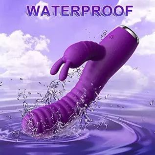Rabbit Vibrator for G-spot Clitoral Stimulation, Powerful Dildo with 10 Vibration & Heating Function, Waterproof Adult Sex Toy f Rabbit Vibrator for G-spot Clitoral Stimulation, Powerful Dildo with 10 Vibration & Heating Function, Waterproof Adult Sex Toy f
