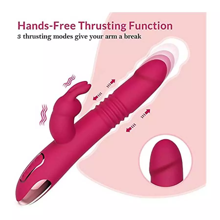 BOMBEX Thrusting Vibrator with Clitoral Vibrator with Trio of Fondling Nubs