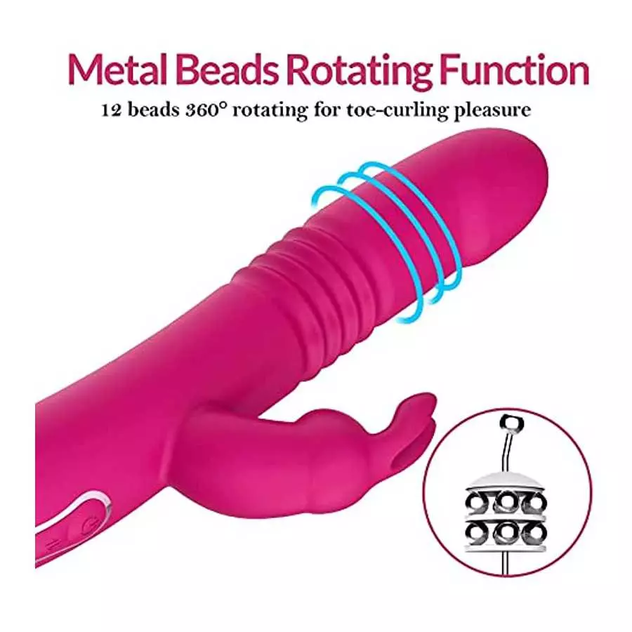 BOMBEX Thrusting Vibrator with Clitoral Vibrator with Trio of Fondling Nubs