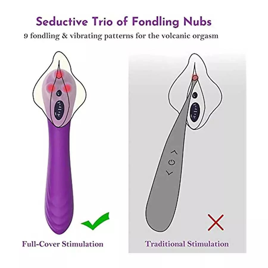 BOMBEX Thrusting Vibrator with Clitoral Vibrator with Trio of Fondling Nubs