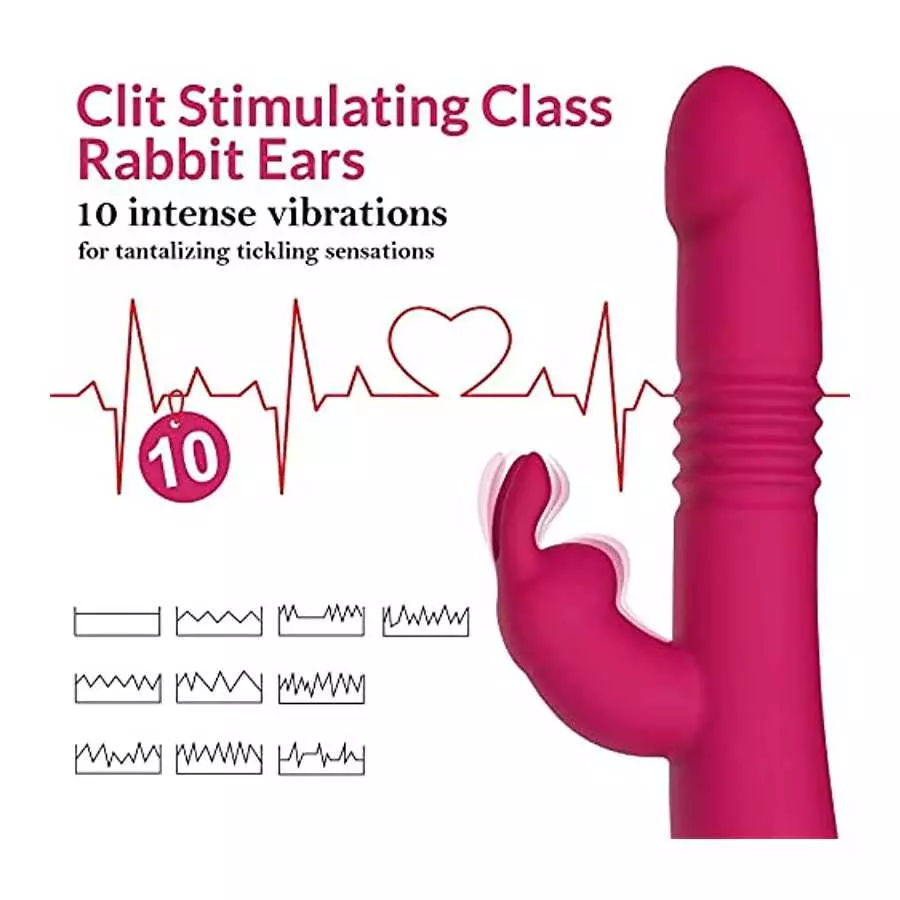 BOMBEX Thrusting Vibrator with Clitoral Vibrator with Trio of Fondling Nubs