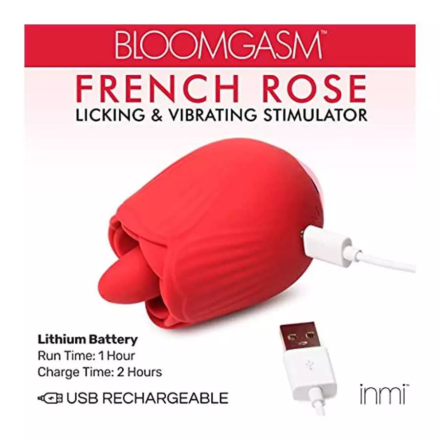 INMI Bloomgasm French Rose Toy Licking & Vibrating Stimulator. Rose Tongue Vibrator Toy, Clitoralis Stimulator for Women & Adult
