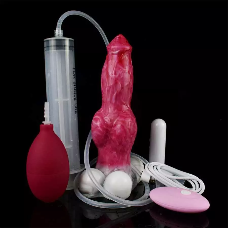 Realistic Squirting Dog Dildo 10 Vibration Modes 6.9 Inches Silicone Vibrating Dildos Big Knot Wireless Remote Control Sex Toy