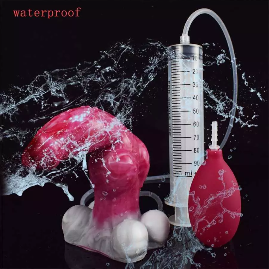 Realistic Squirting Dog Dildo 10 Vibration Modes 6.9 Inches Silicone Vibrating Dildos Big Knot Wireless Remote Control Sex Toy