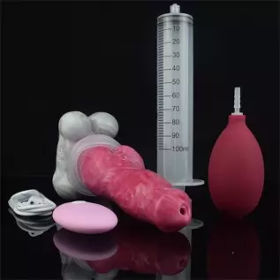 Realistic Squirting Dog Dildo 10 Vibration Modes 6.9 Inches Silicone Vibrating Dildos Big Knot Wireless Remote Control Sex Toy