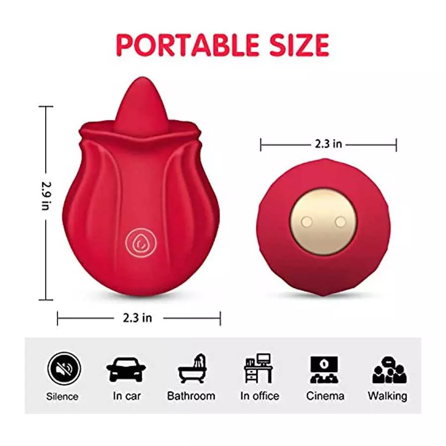 Rose Toy Vibrator for Woman, Rose Vibrator Clitoral One-Button Control 7 Lick-Vibrating Toys, Mini Rose Vibrator for Women Mastu