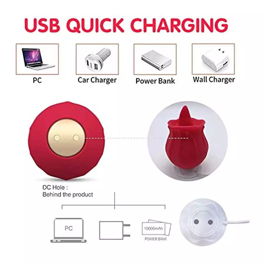 Rose Toy Vibrator for Woman, Rose Vibrator Clitoral One-Button Control 7 Lick-Vibrating Toys, Mini Rose Vibrator for Women Mastu