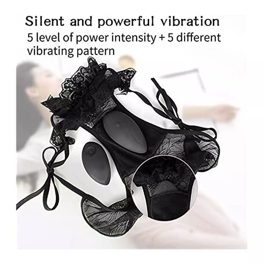 ECSTATIK Wearable Vibrator with Black Lace Panties - 5 Realistic Vibration Patterns & 5 Speeds | Cordless Remote Control Massage