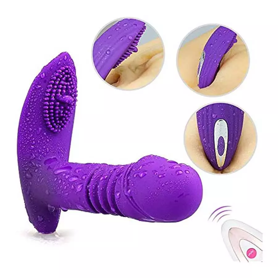 3 in 1 Wearable Panty Clit Dildo Sex Stimulator, 10 Vibration Modes Rechargeable Clit Vaginal Stimulator Wireless Remote Control