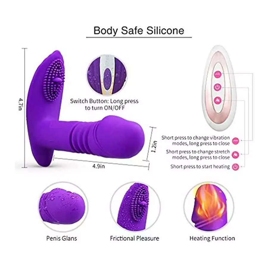 3 in 1 Wearable Panty Clit Dildo Sex Stimulator, 10 Vibration Modes Rechargeable Clit Vaginal Stimulator Wireless Remote Control