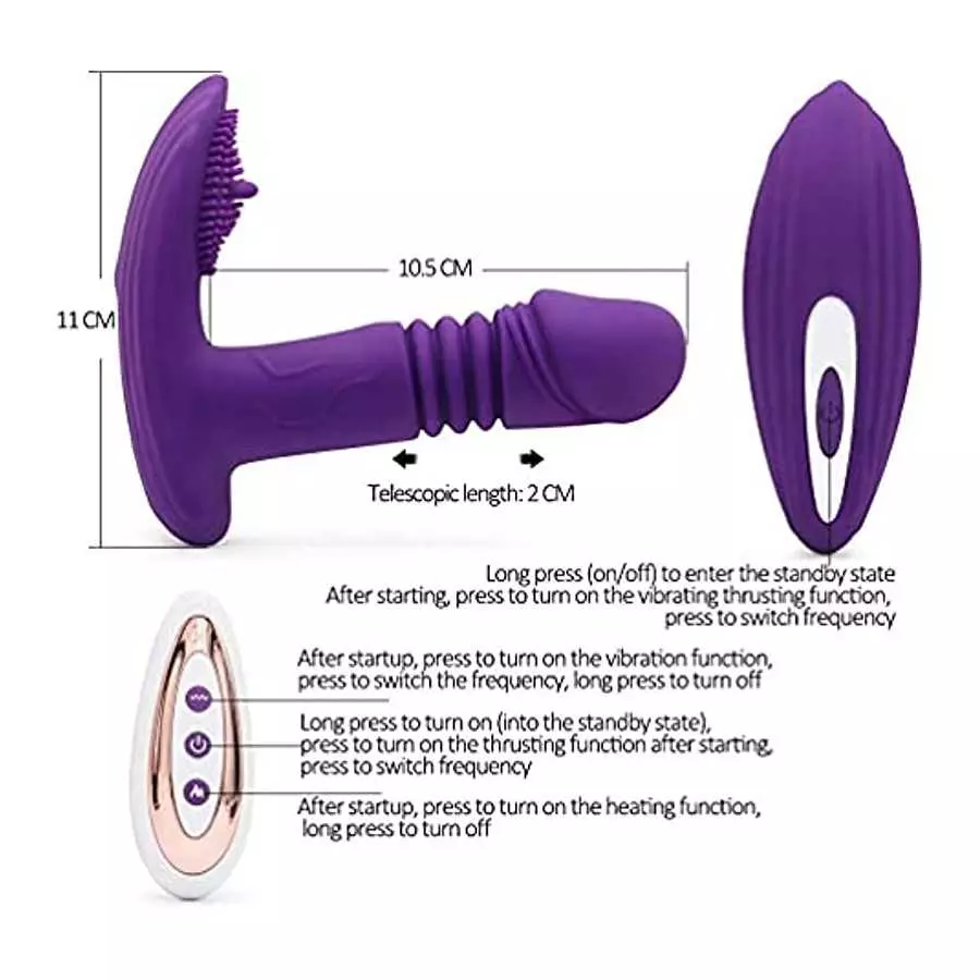 3 in 1 Wearable Panty Clit Dildo Sex Stimulator, 10 Vibration Modes Rechargeable Clit Vaginal Stimulator Wireless Remote Control