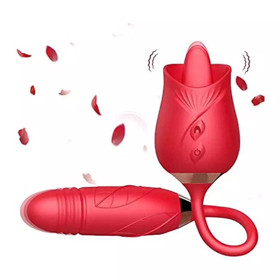 Rose Toy for Women Dildo Vibrator,2-in-1 Rose Vibrator for Women with 10 Tongue Licking & 10 Thrusting Vibrator ,G-Spot Vibrator Rose Toy for Women Dildo Vibrator,2-in-1 Rose Vibrator for Women with 10 Tongue Licking & 10 Thrusting Vibrator ,G-Spot Vibrator