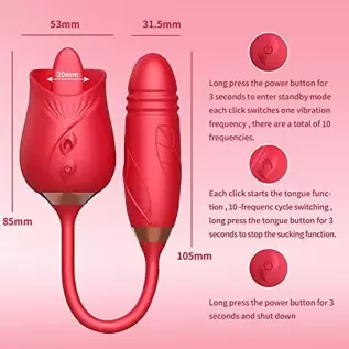 Rose Toy for Women Dildo Vibrator,2-in-1 Rose Vibrator for Women with 10 Tongue Licking & 10 Thrusting Vibrator ,G-Spot Vibrator Rose Toy for Women Dildo Vibrator,2-in-1 Rose Vibrator for Women with 10 Tongue Licking & 10 Thrusting Vibrator ,G-Spot Vibrator
