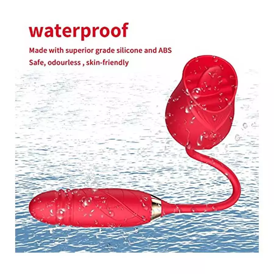 Rose Toy for Women Dildo Vibrator,2-in-1 Rose Vibrator for Women with 10 Tongue Licking & 10 Thrusting Vibrator ,G-Spot Vibrator