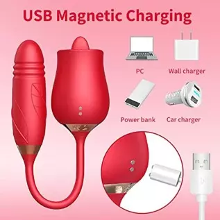 Rose Toy for Women Dildo Vibrator,2-in-1 Rose Vibrator for Women with 10 Tongue Licking & 10 Thrusting Vibrator ,G-Spot Vibrator Rose Toy for Women Dildo Vibrator,2-in-1 Rose Vibrator for Women with 10 Tongue Licking & 10 Thrusting Vibrator ,G-Spot Vibrator