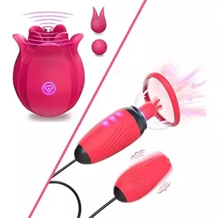 Tongue Sucking Licking Rose Vibrator Toy for Women, High-Frequency Rose Toy Clitoris Vibrator for Women