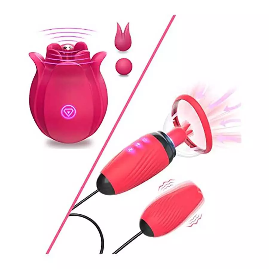 Tongue Sucking Licking Rose Vibrator Toy for Women, High-Frequency Rose Toy Clitoris Vibrator for Women